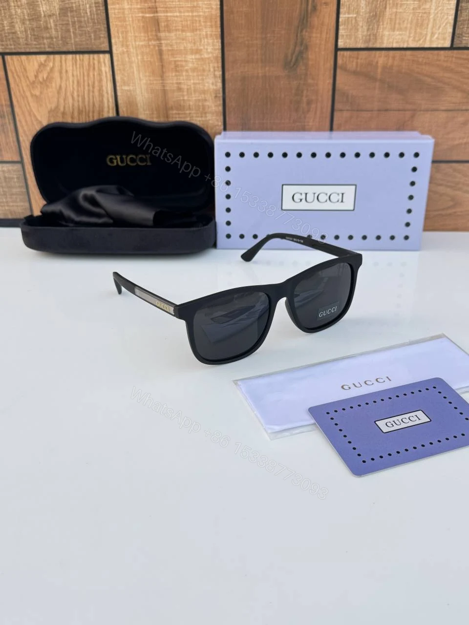 First Copy Gucci 381 Matt Black Luxury Square Sunglasses UV Protection Premium Designer Eyewear — view 1
