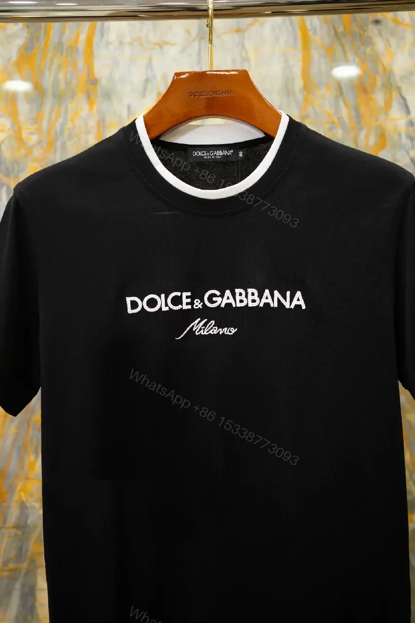 View 7 of Black Cotton Jersey T‐Shirt Relaxed Fit Dolce & Gabbana Milano Logo Tee