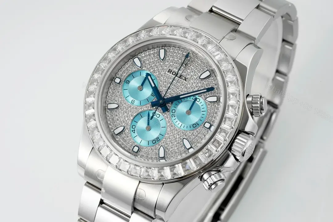 View 3 of Exquisite diamond pave daytona replica 40MM Platinum 116576TBR