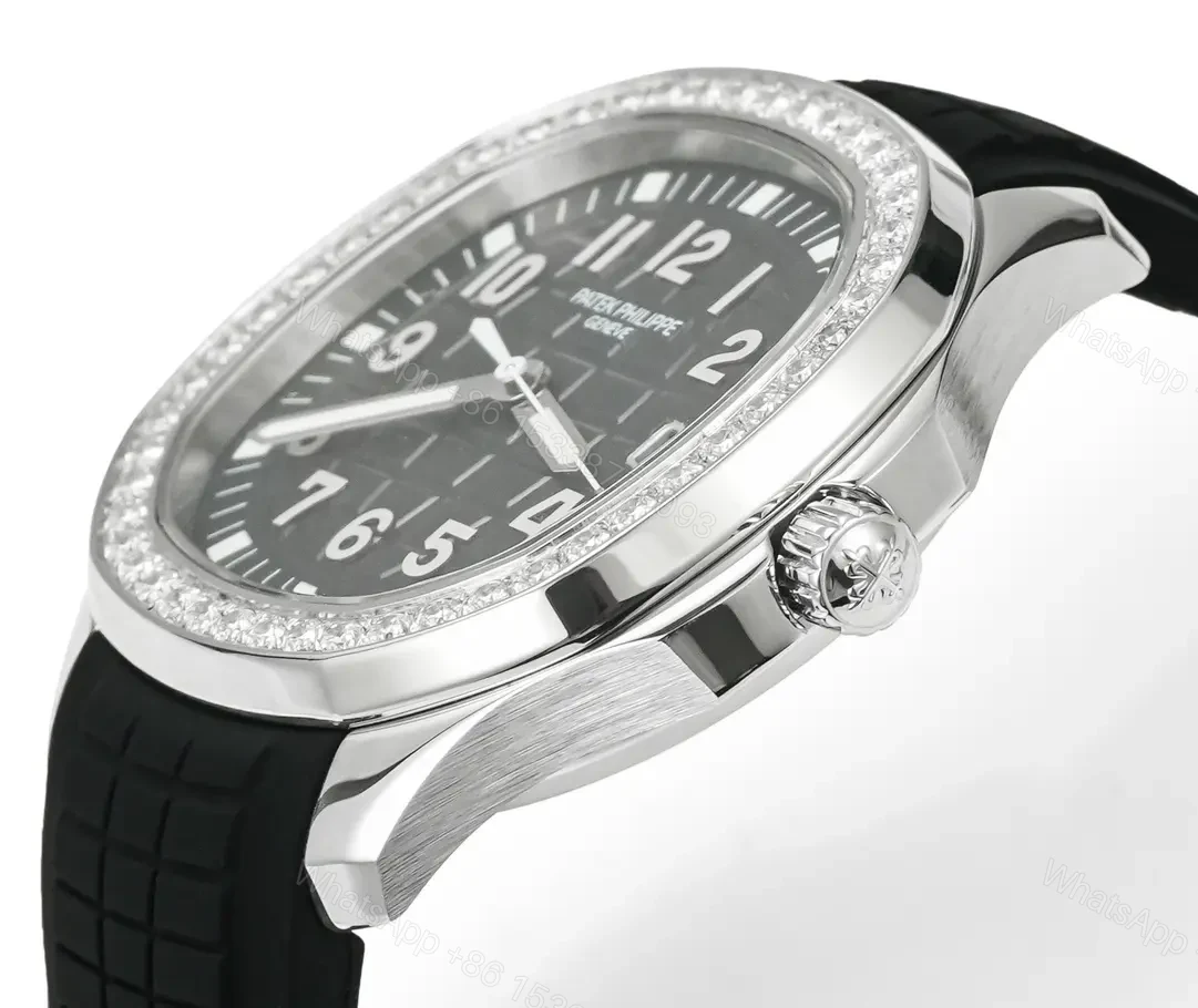 View 6 of Patek Philippe Aquanaut Luce 5268 Series Watch Black Dial with Diamond Bezel Stainless Steel and Satin Finish Rubber Strap 38.8mm Case Caliber 324 Movement