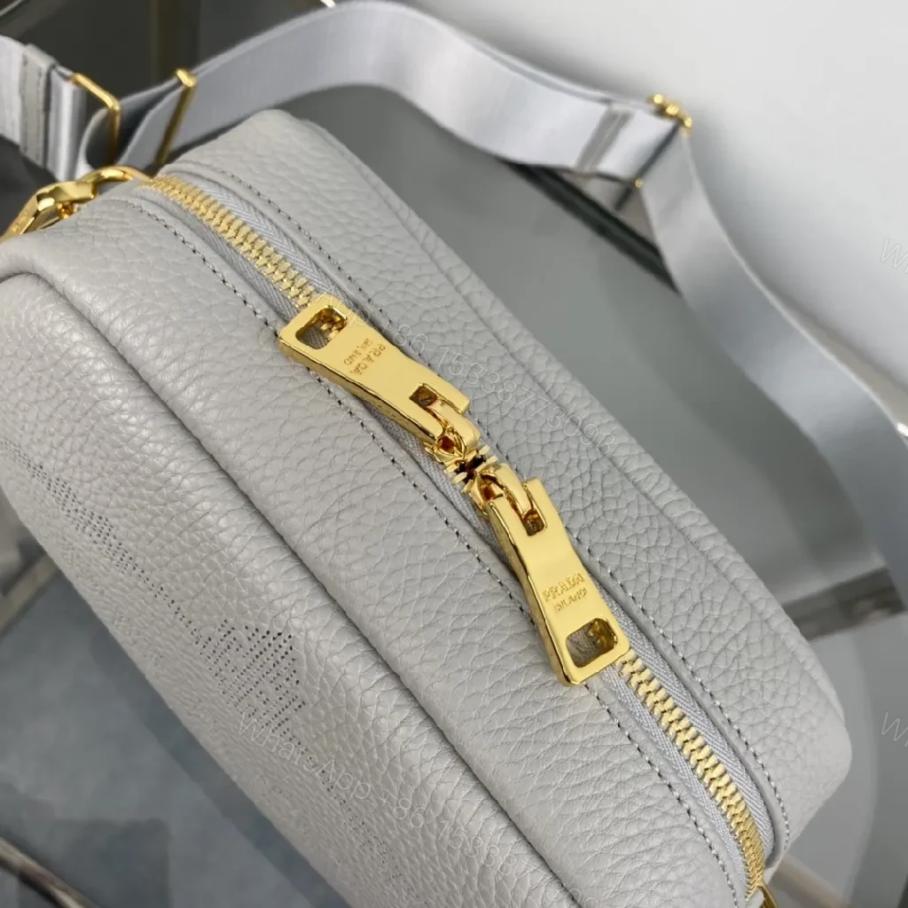 View 7 of Small Structured Crossbody: Luxe Pebbled Leather, Gold Hardware, Compact