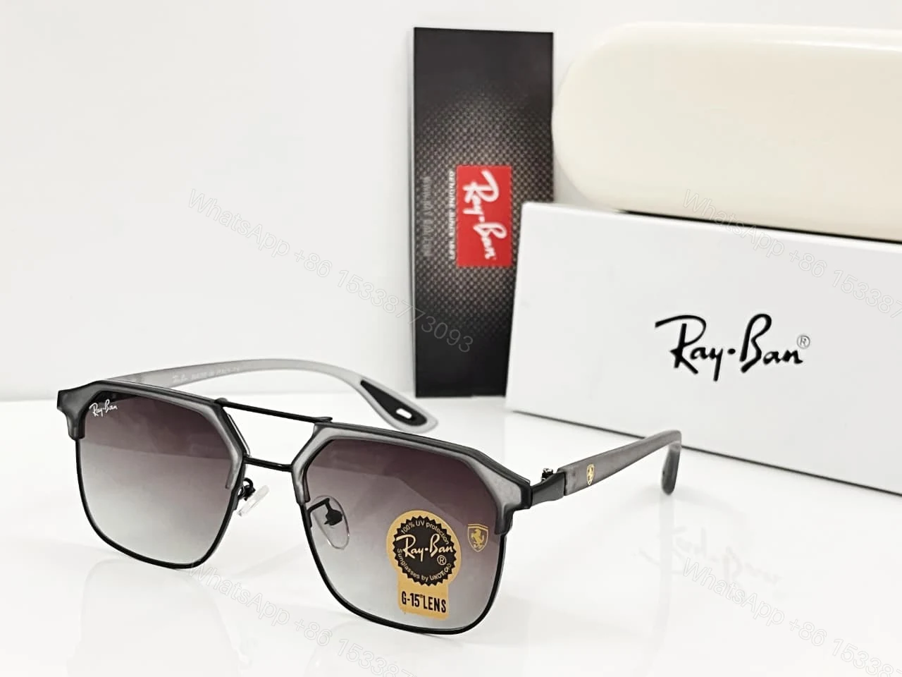 Ray-Ban Square Aviator Sunglasses Black-Green — view 1