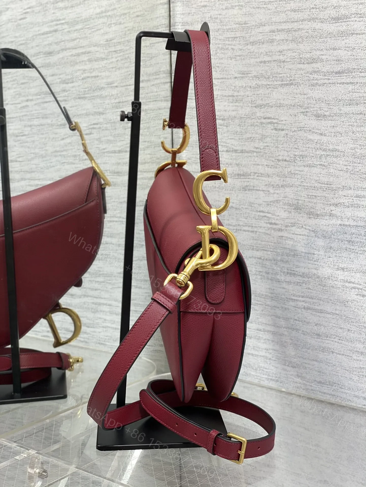 View 4 of Christian Dior Saddle Bag in Red Gold Hardware