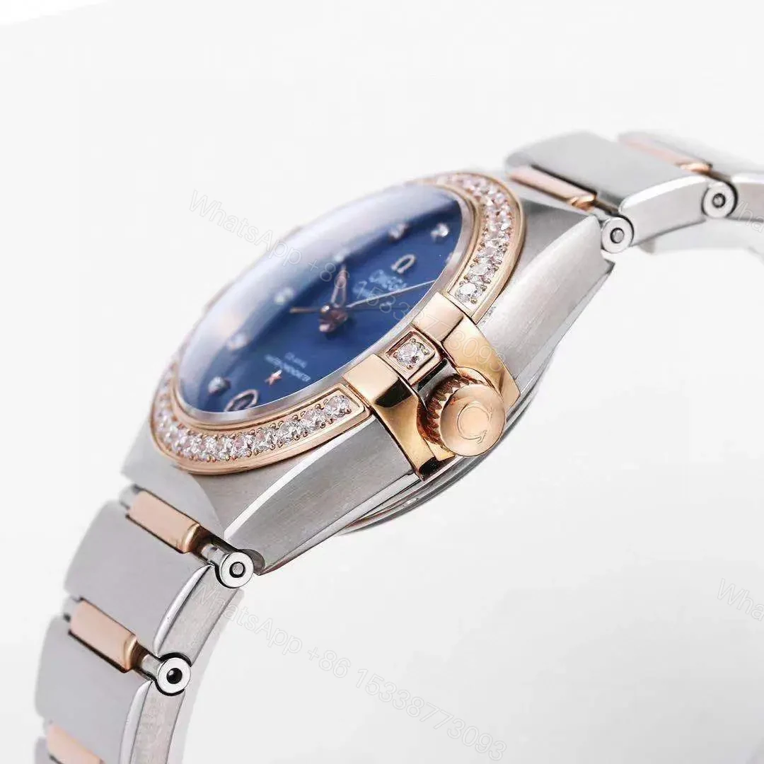 View 6 of Omega Constellation 29MM Women’s Watch V6 Version Blue Dial with Diamond Bezel Two-Tone Stainless Steel and Rose Gold Bracelet