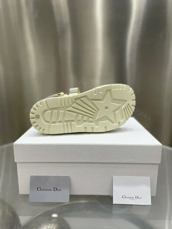 View 5 of White Leather Minimalist Sandals with Dior Hardware