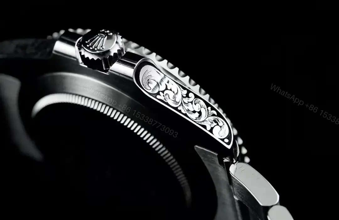 View 5 of Best Rolex Submariner Hand-Carved Green replica 40MM Engraved Steel Bracelet Edition RG-SUB-HANDCARVED-GREEN-BRACELET-40