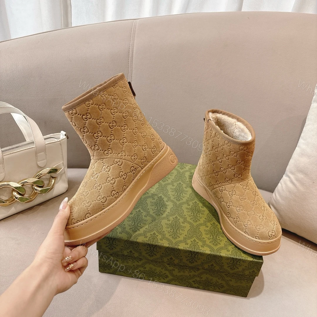 View 3 of GUCCI WOMEN’S BOOT GG SUEDE CANVAS BROWN