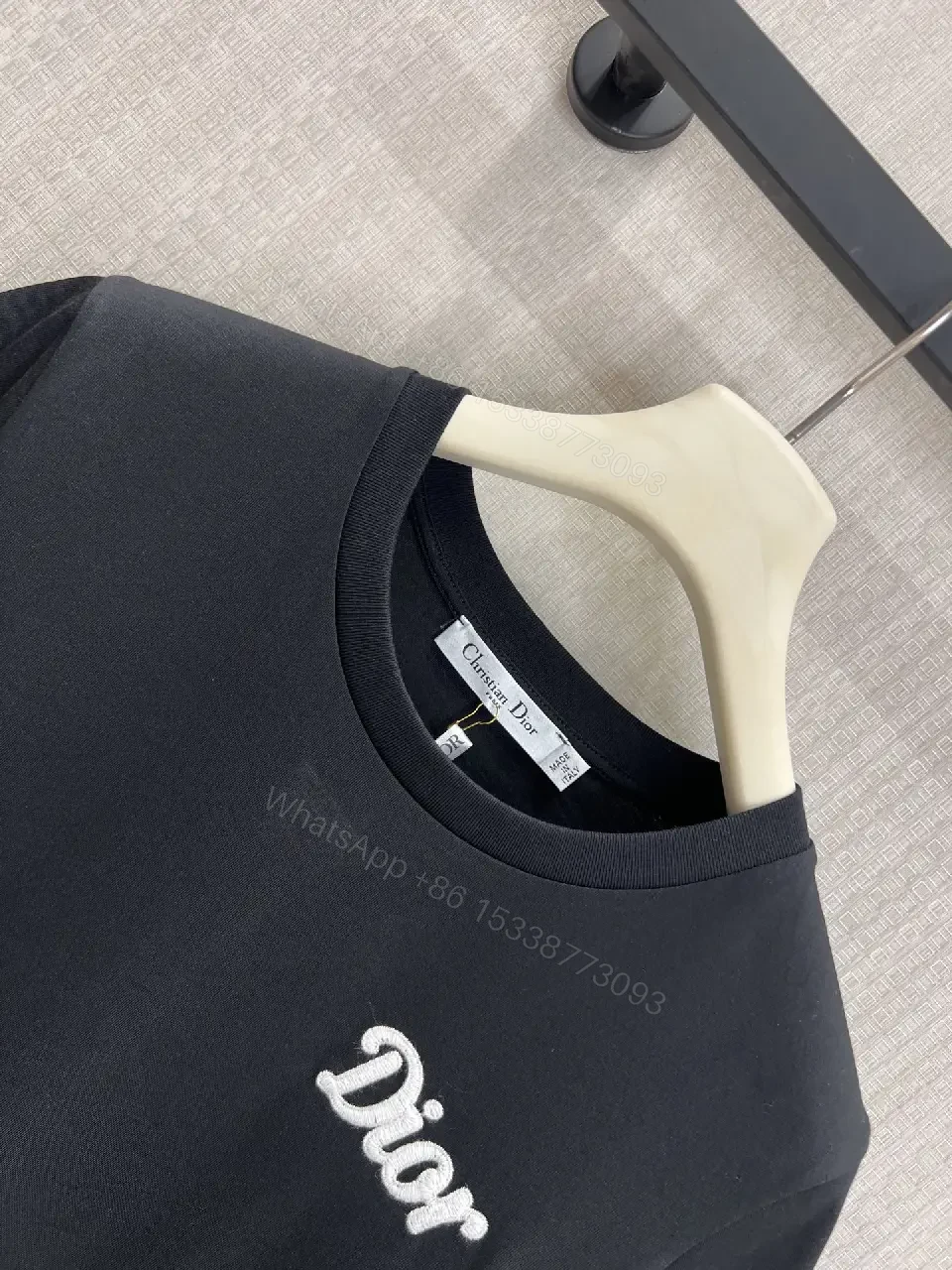 View 11 of Black Cotton T-Shirt Dior Logo, Classic Fit, Short Sleeve Tee