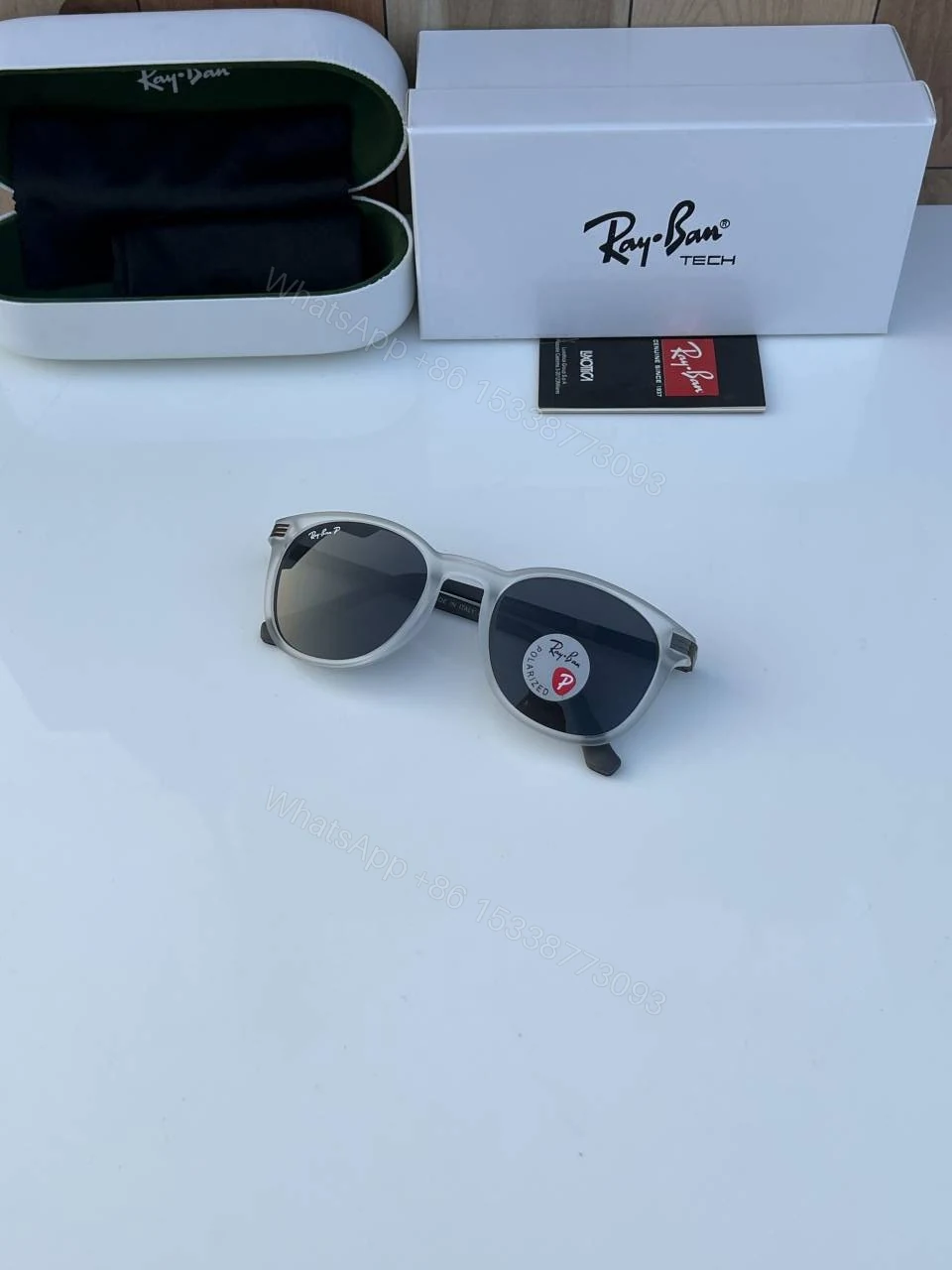 View 2 of First Copy Rayban 91118 White Black Sunglasses