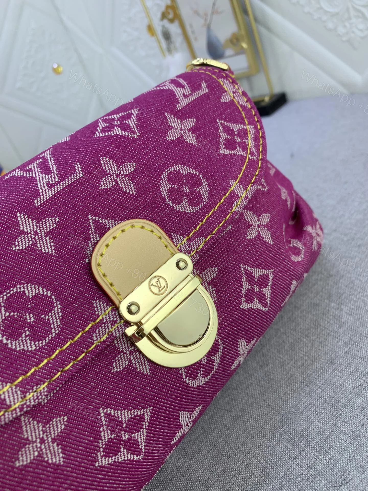 Louis Vuitton Pleaty bag in pink denim — view 2