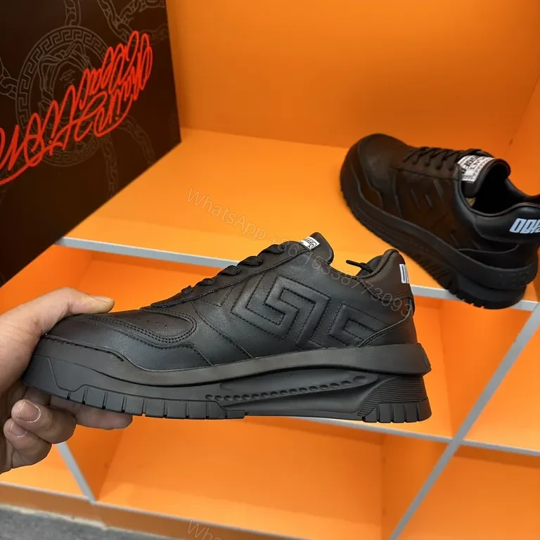 View 8 of Black Leather Sneaker â€“ Versace, Premium City Style Sneakers