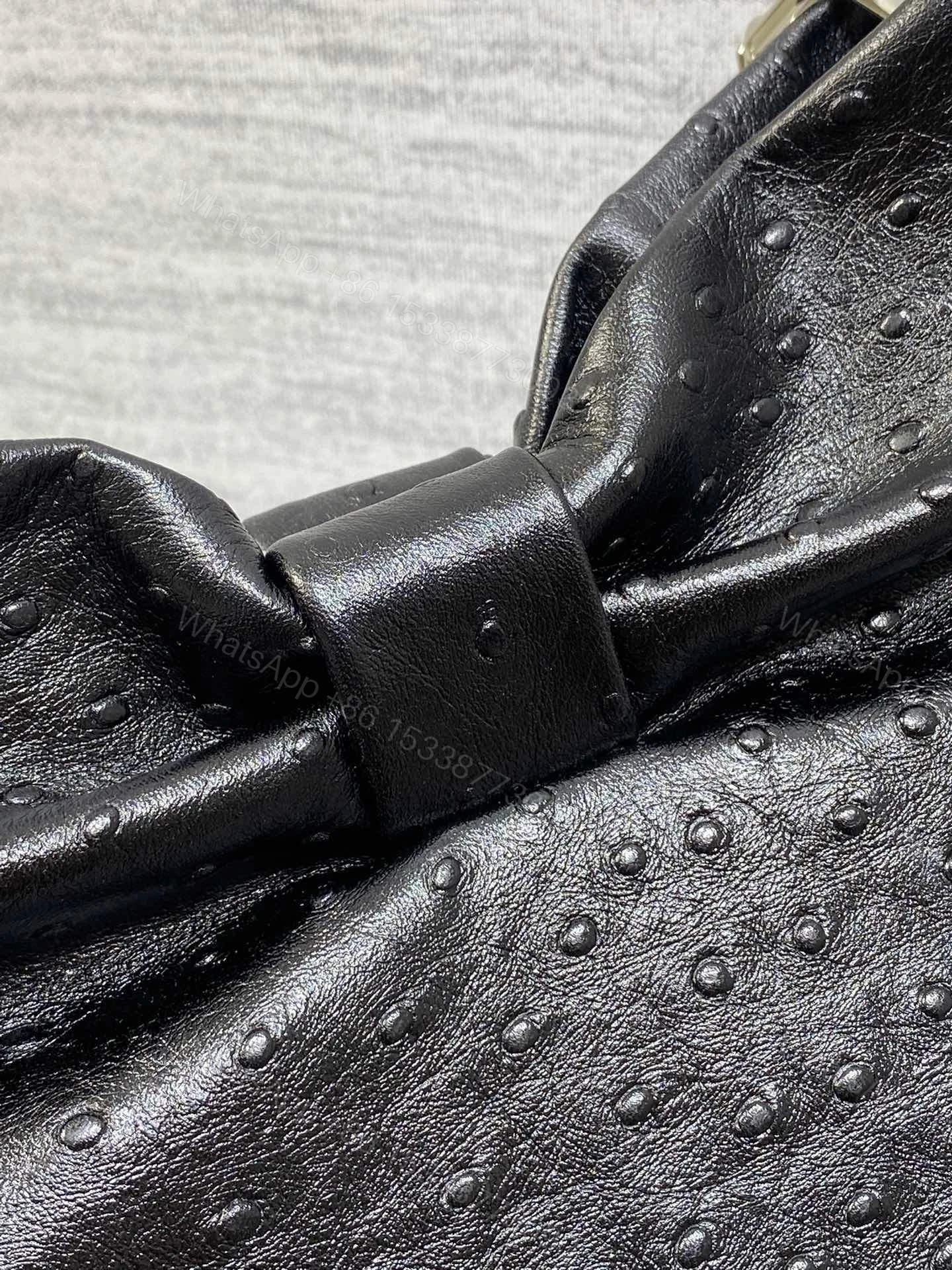 View 4 of Dior Bow Bag Small Black Ostrich Leather