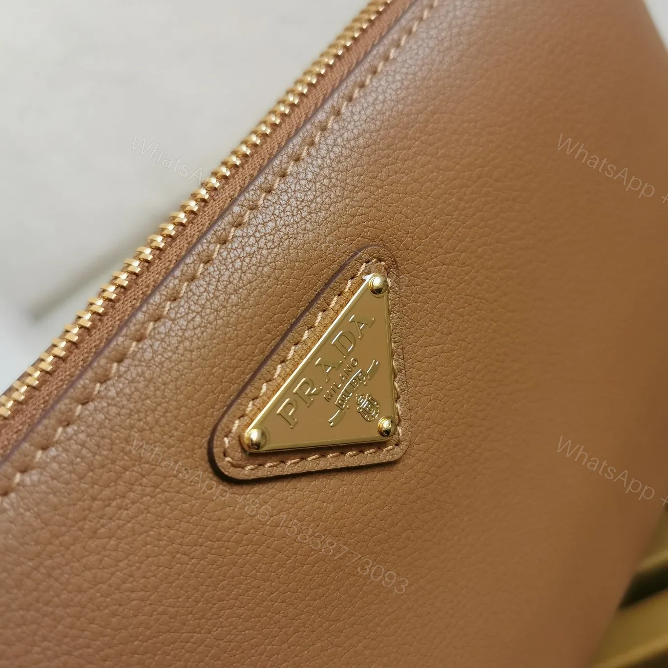View 4 of Prada Leather Shoulder Bag Brown