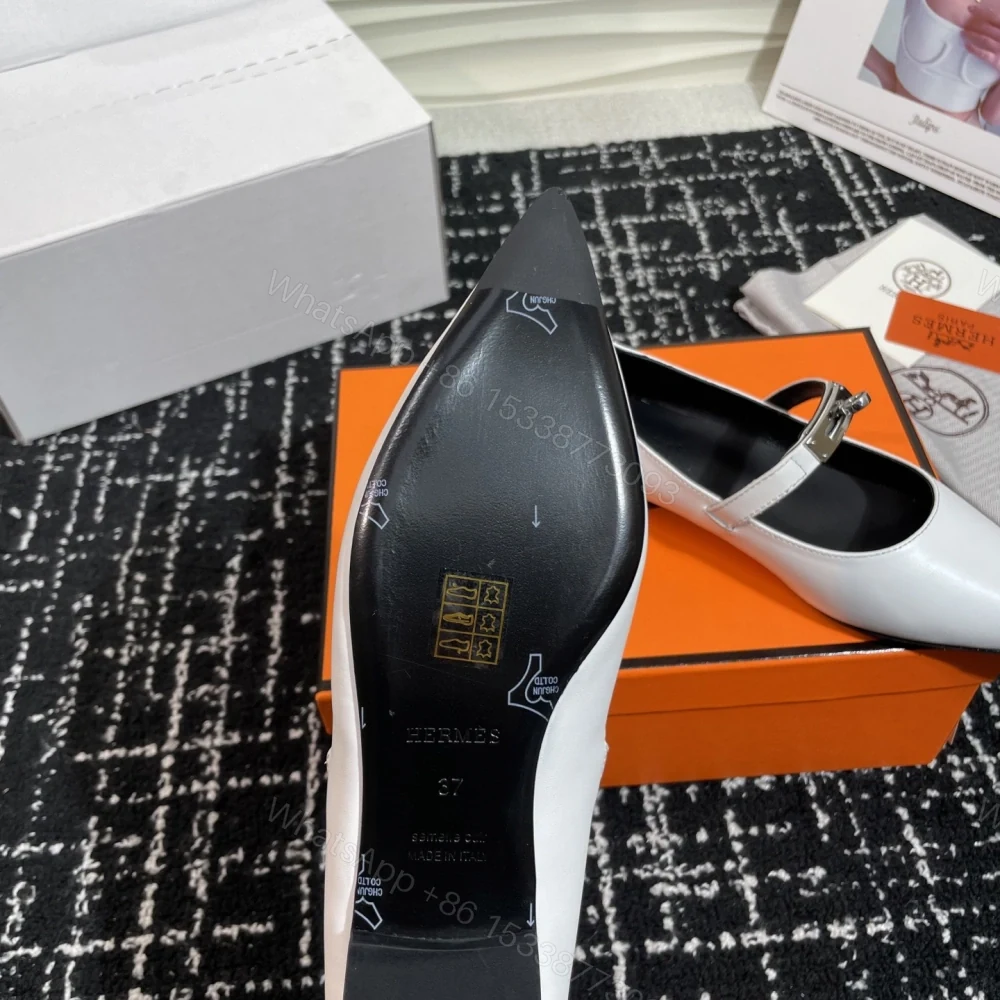 View 9 of 高仿Hermes*Kelly系列H251002Z01小牛皮休閒單鞋白色免檢版