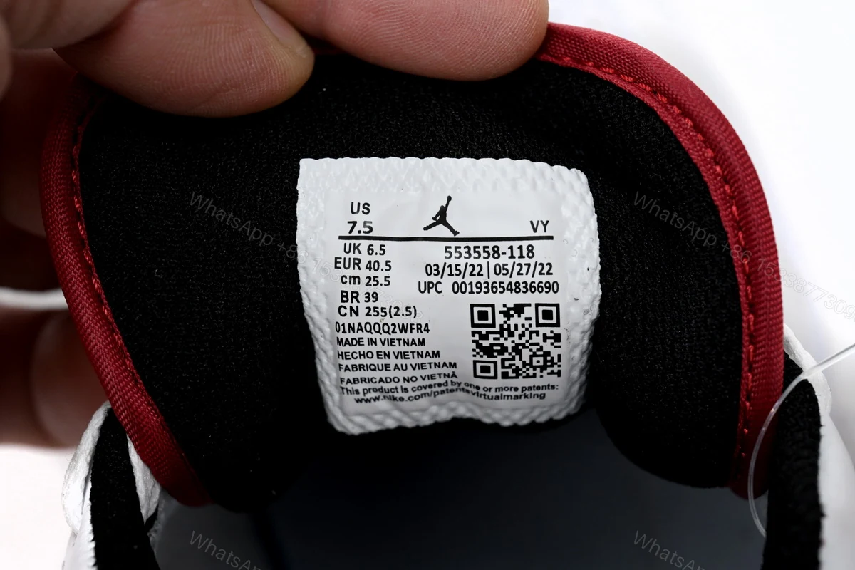 View 9 of Air Jordan aj1 Low White Red Chicago 553558-118