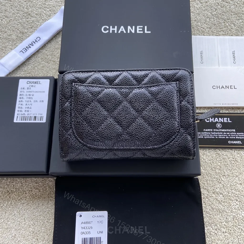 View 9 of Chic Quilted Black Wallet with Gold Clasp