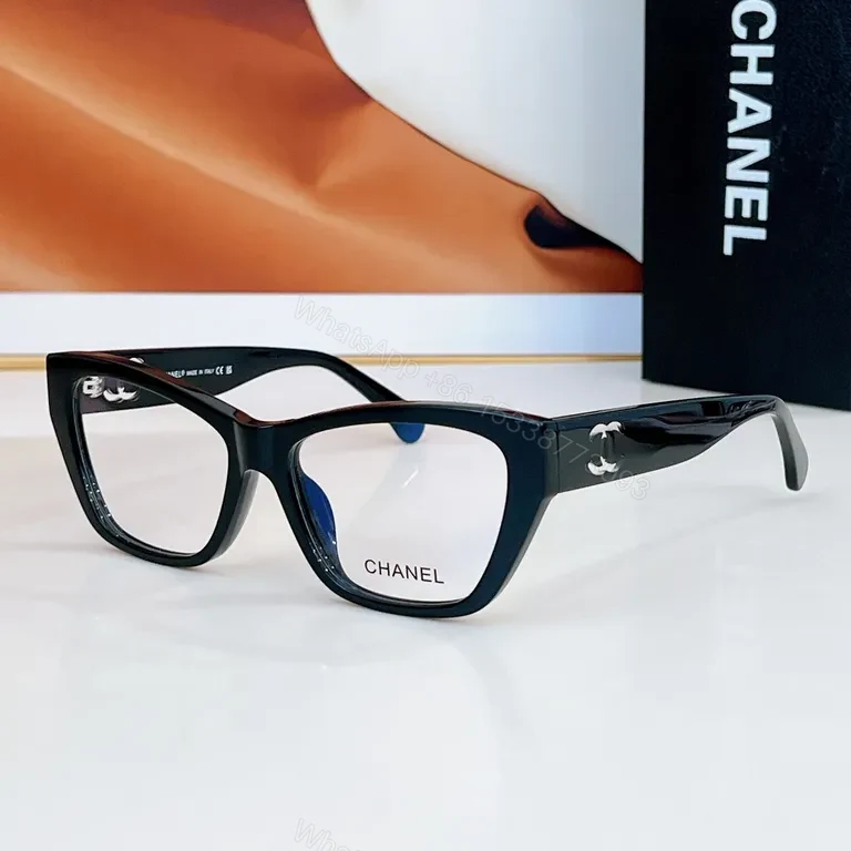 Glossy Black Acetate Frames â€“ Modern Chanel-Inspired Luxury Eyewear — view 1