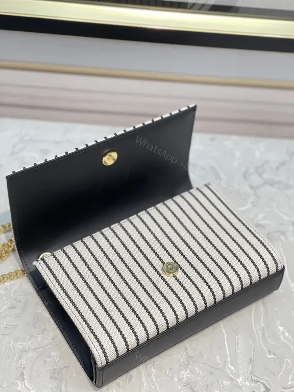 View 7 of White & Black Stripe Mini Crossbody â€” Luxe YSL-Inspired Crossbody Bag