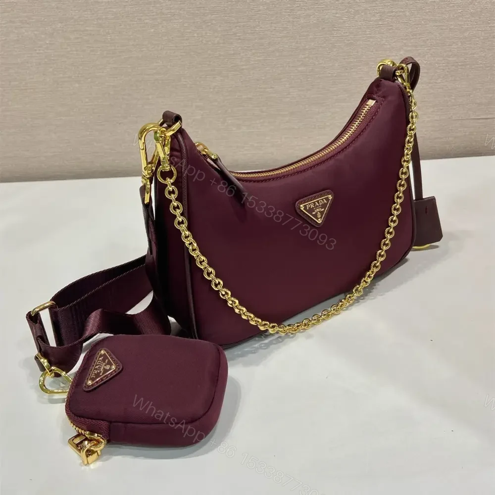 View 3 of 高仿Prada*RE-Nylon系列1BH204單肩包酒紅色免檢版