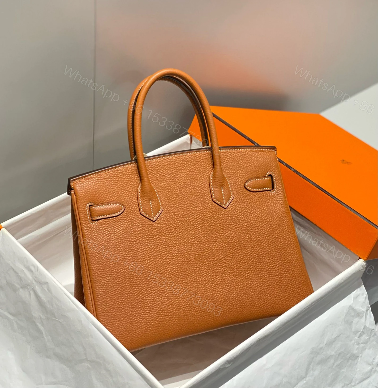 View 2 of HERMES BIRKIN 30 BROWN TOGO LEATHER SILVER HARDWARE