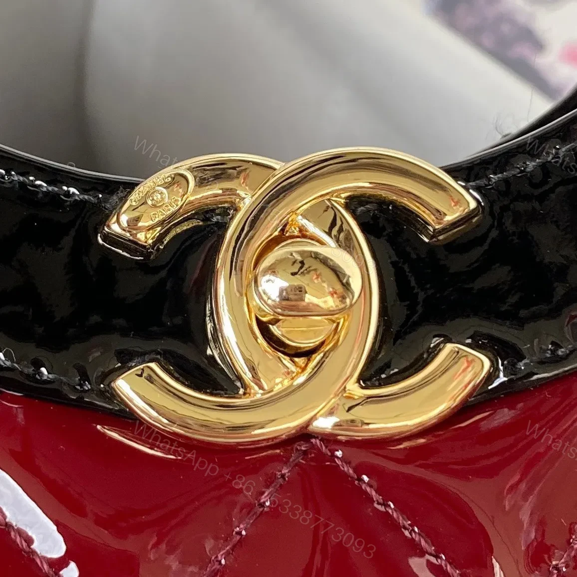 View 6 of Chanel Mini Shopping Bag Handbags Red Shiny Leather 31cm
