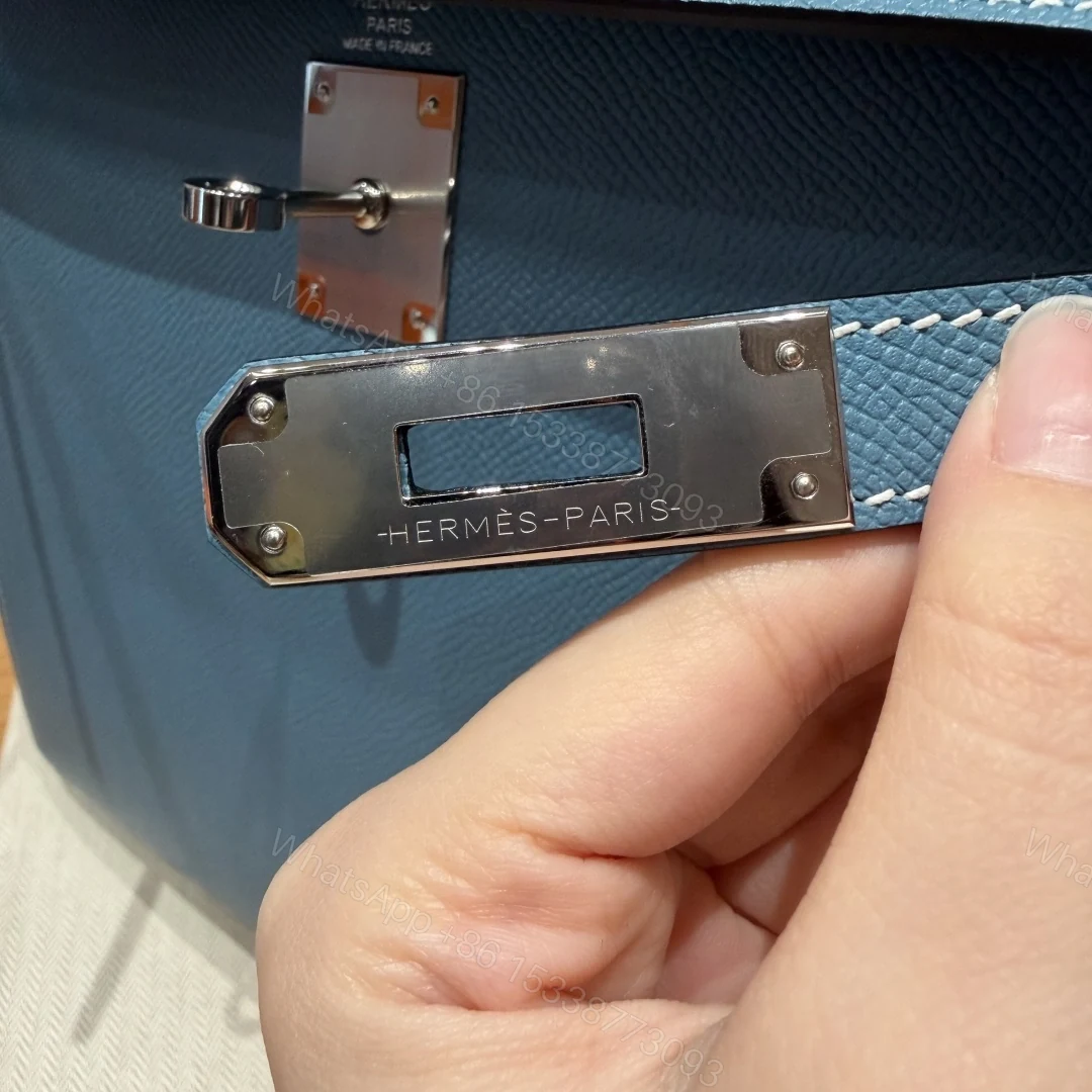 View 12 of 高仿Hermes*Kelly28系列H043130EP7C牛仔藍銀扣牛皮純手工