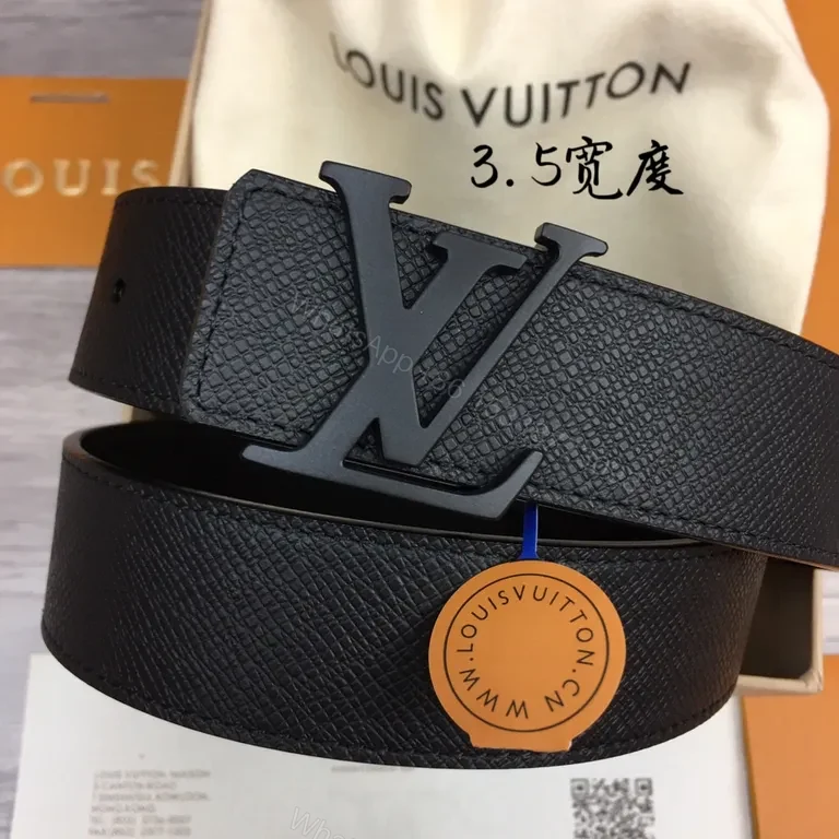 View 9 of Bold Leather LV Belt: Textured Luxury, Subtle Logo, All-Day Comfort