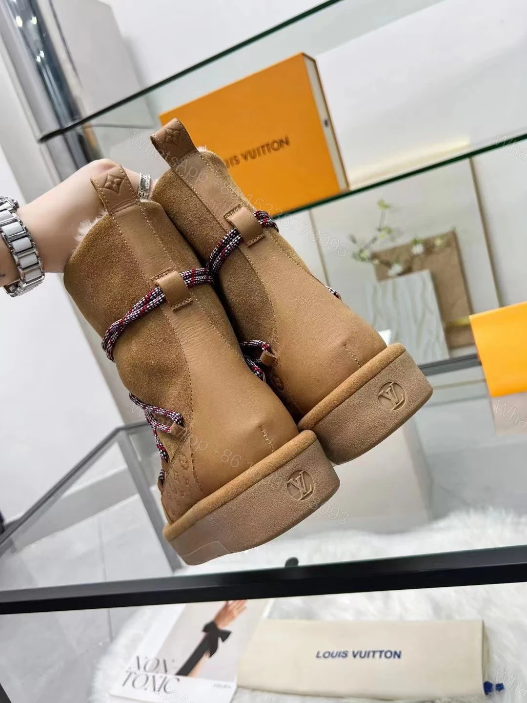 View 7 of LOUIS VUITTON ASPEN PLATFORM ANKLE BOOT BEIGE 1AC767