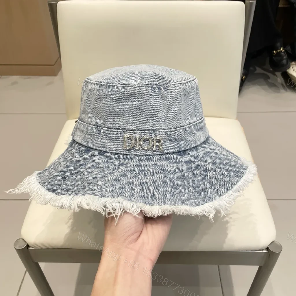 View 4 of Denim Bucket Hat with Frayed Edge, High-Style Accent