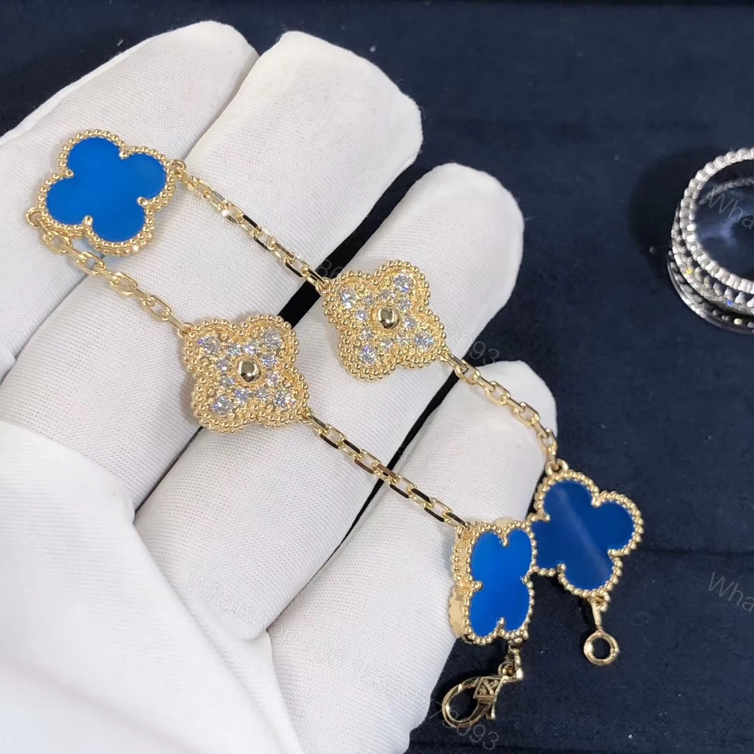 View 6 of VCA Vintage Alhambra Bracelet, Yellow gold, Diamond, Agate