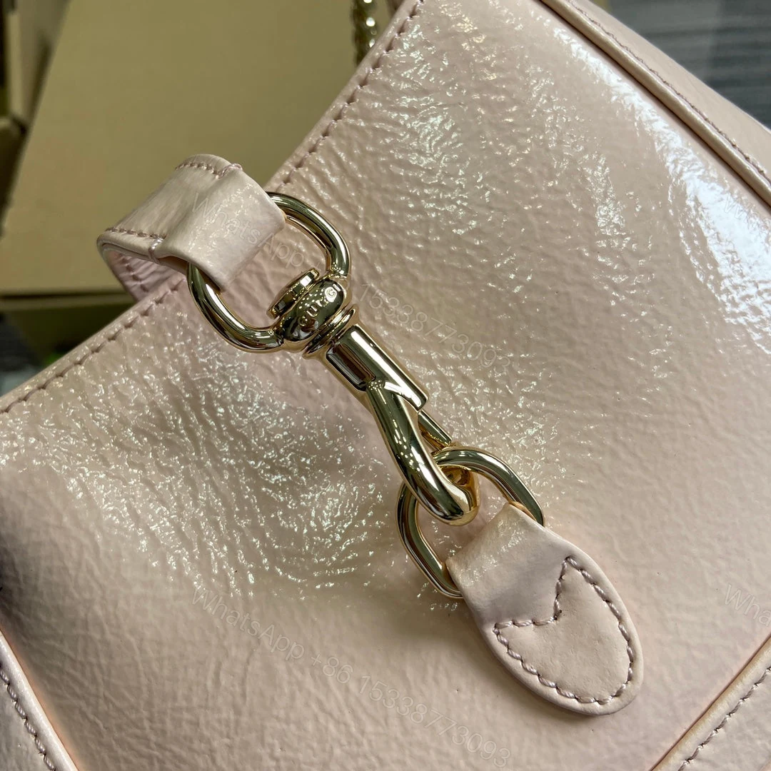 View 2 of JACKIE NOTTE MINI BAG 19 IN LIGHT PINK CRACKED LACQUER CALFSKIN GOLD HARDWARE