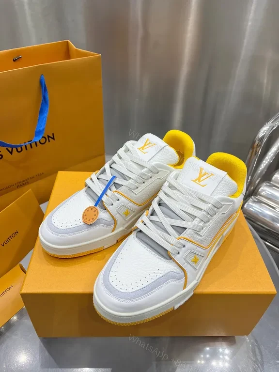 View 5 of Bold White LV Accent High-Tops: Luxury Everyday Sneaker