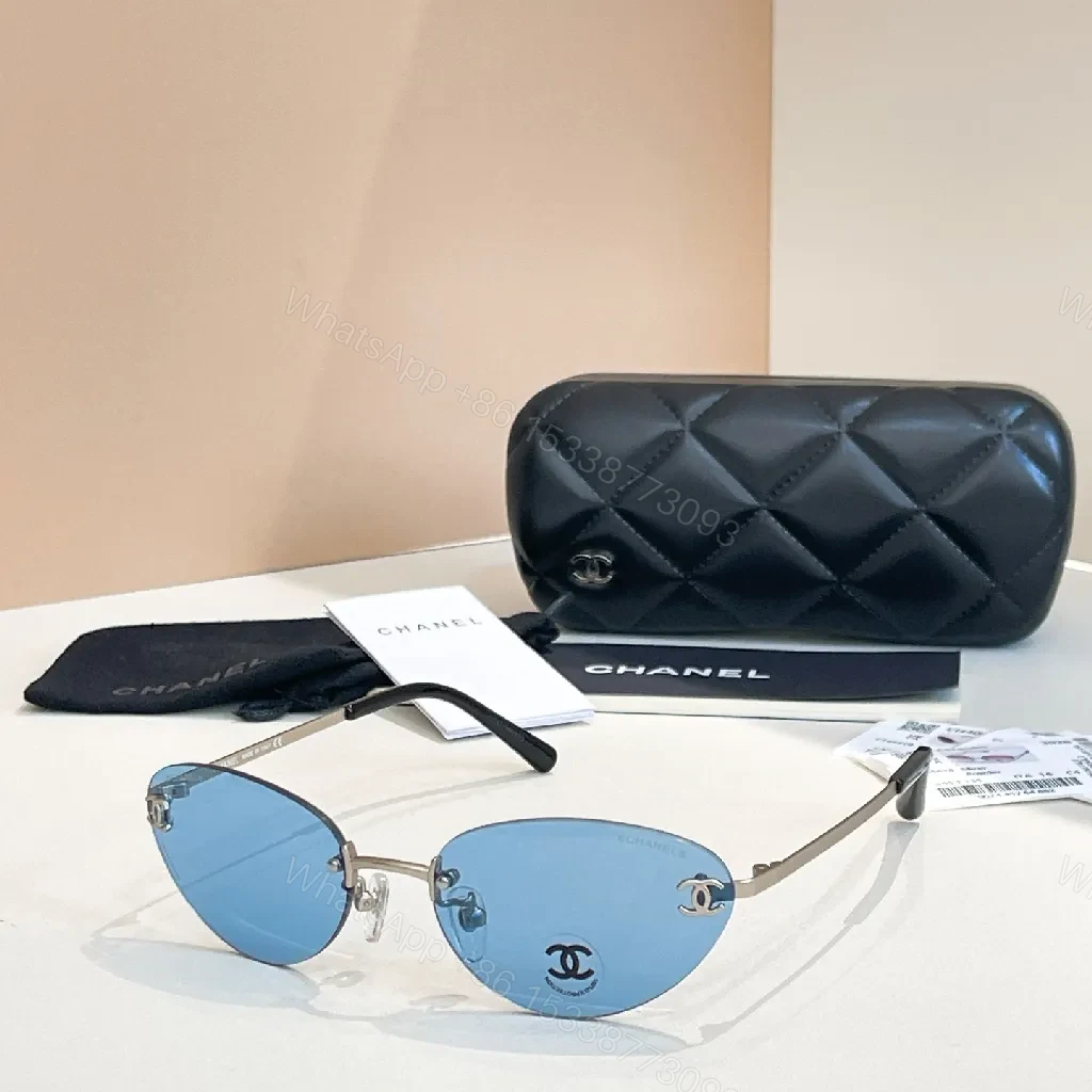 View 4 of Amber Titanium Rimless Shield Sunglasses: Lightweight Luxe