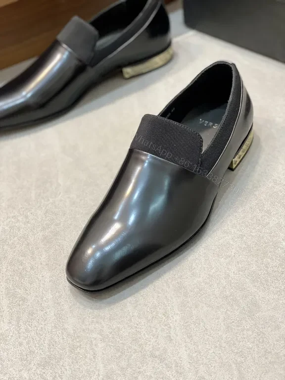 View 7 of Black Patent Loafers + Greek Key Heel + Luxury Everyday Shoes