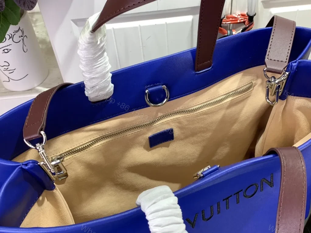 View 8 of Blue Structured Tote: Luxe Minimalist Everyday Carry