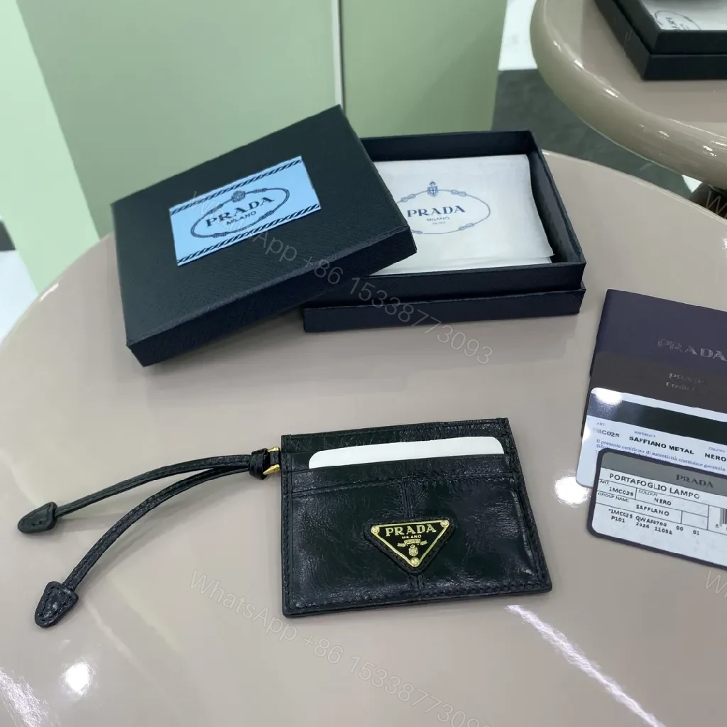 View 3 of Black Leather Compact Cardholder, Gold Logo, Minimalist, Central Bill Compartment, Cardholder