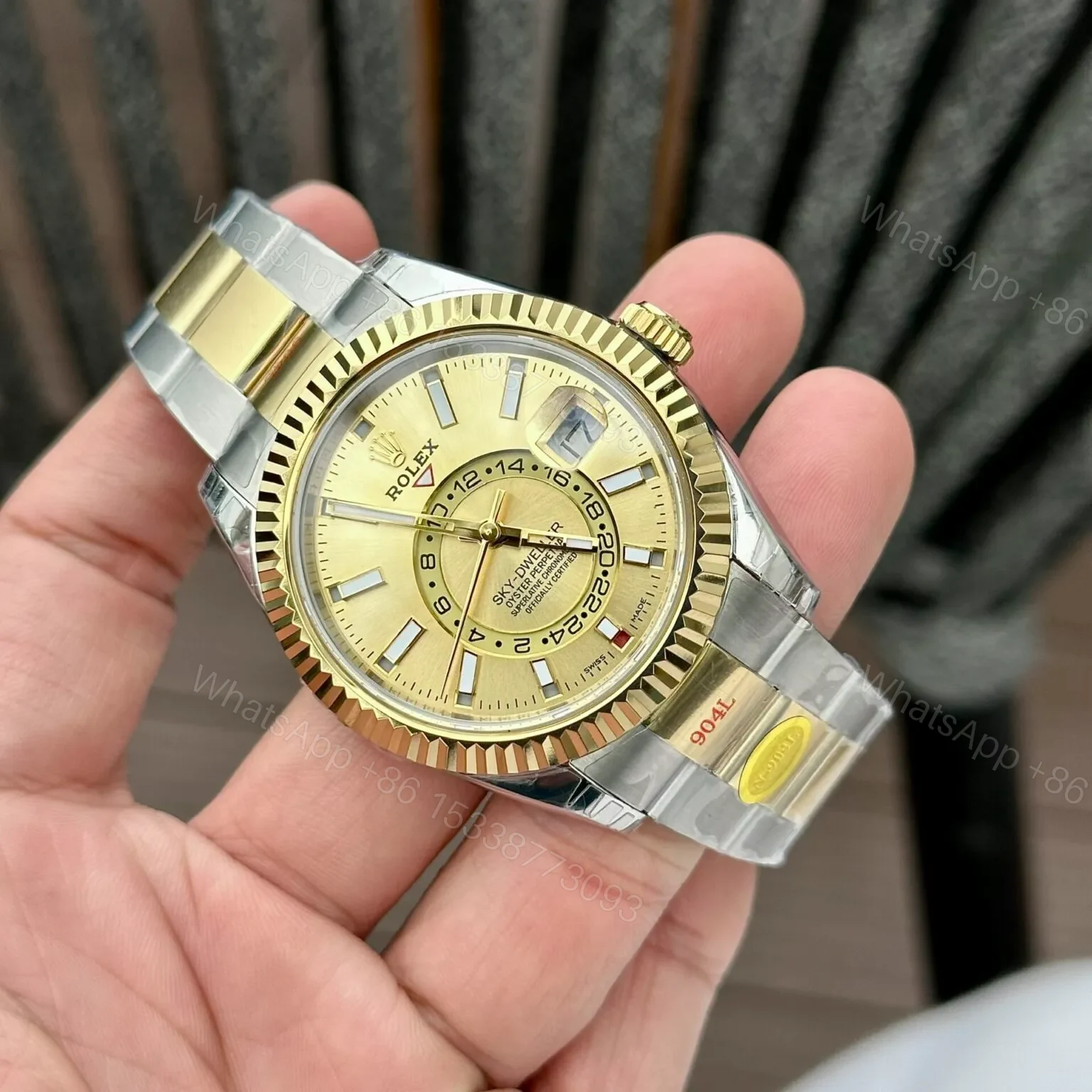 View 3 of Superclone Rolex Sky-Dweller Champagne Dial 336933