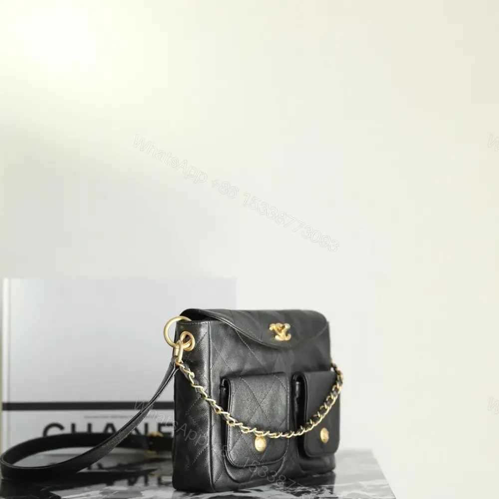 View 3 of 高仿Chanel*25P系列AS5385黑金郵差包小號免檢版