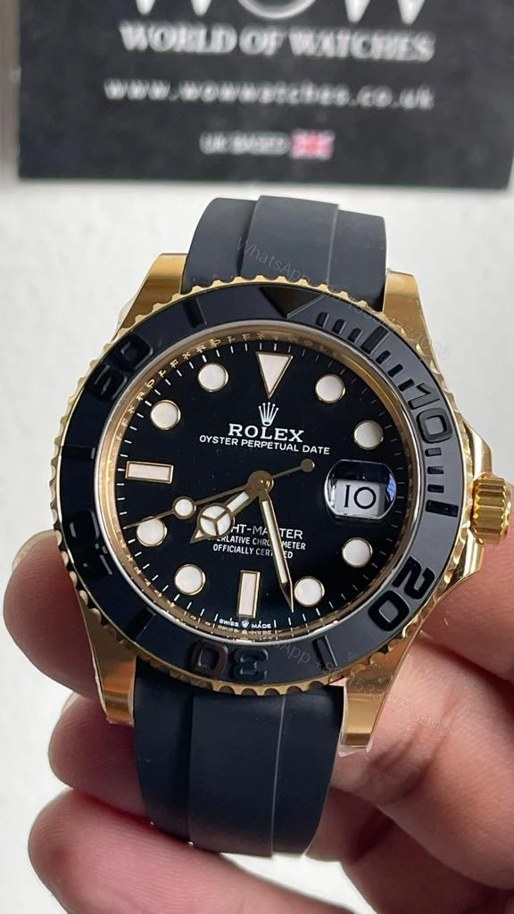 CLEAN FACTORY 1:1 Rolex Yacht-Master 42mm 226658 YG Black Dial on Rubber Strap VR3235 — view 1