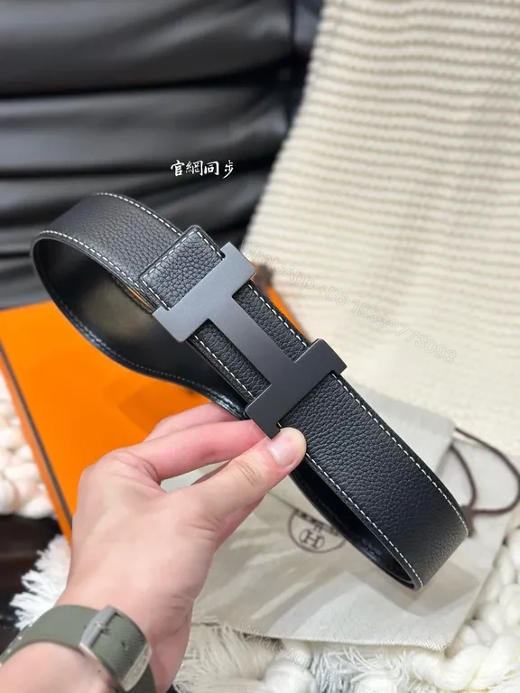 View 5 of Bold Leather Belt â€” 38mm Reversible, Constance Buckle, Full-Grain Leather