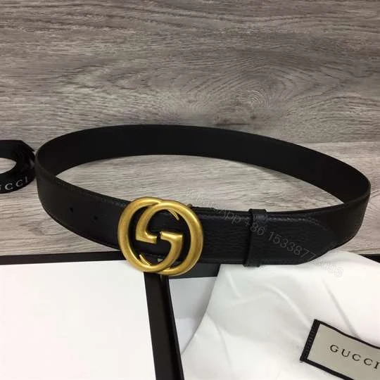 View 2 of GUCCI INTERLOCKING GG LEATHER BELT – B33