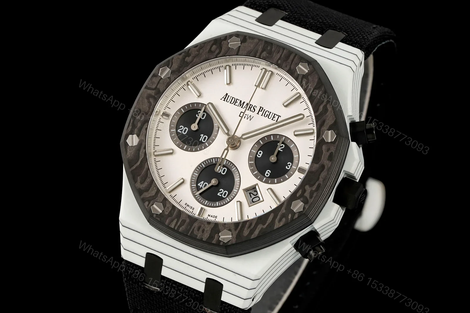 View 3 of Audemars Piguet Replica Royal Oak Chronograph 42MM Premium Carbon Bezel Black Strap Edition RG-AP-RO-BLACK-42