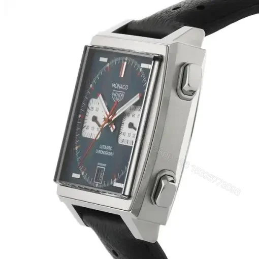 View 6 of Replica TAG Heuer Monaco Men Automatic Blue Leather Watch CAW211P.FC6356