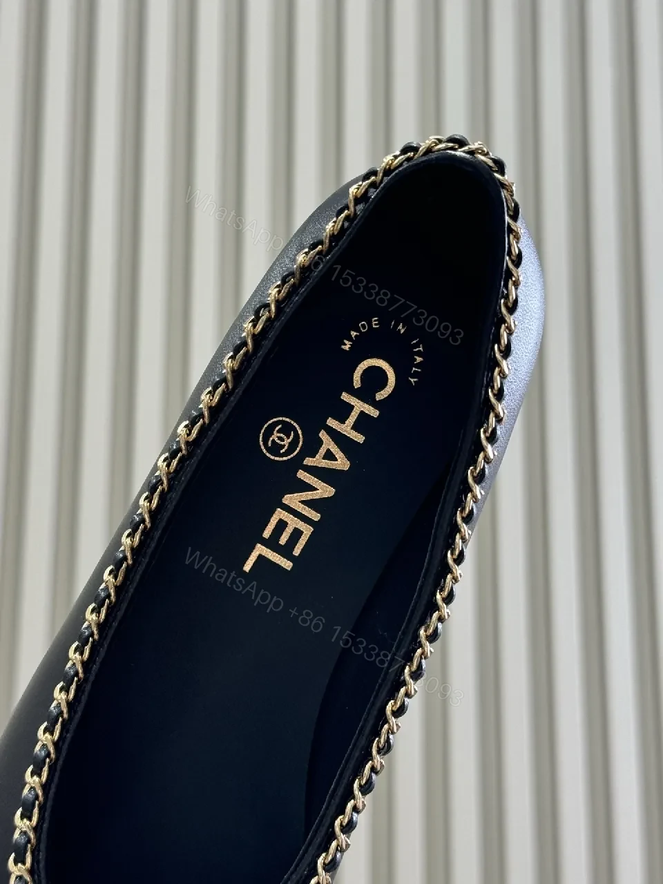 View 4 of Chic Patent Ballet Flats with Chain Trim, Elegant Everyday Flats