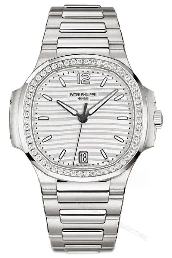 Patek Philippe Super Clone Nautilus 7118/1200A-010 White Dial Diamond Bezel 35.2mm — view 1