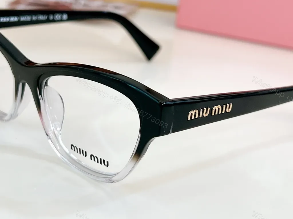 View 7 of Black Acetate Cat-Eye Eyewear â€“ Miu Miu Signature Detail