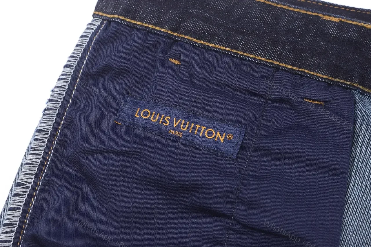 View 9 of Dark Denim Bermuda Shorts Cotton Classic LV Logo Short Pants