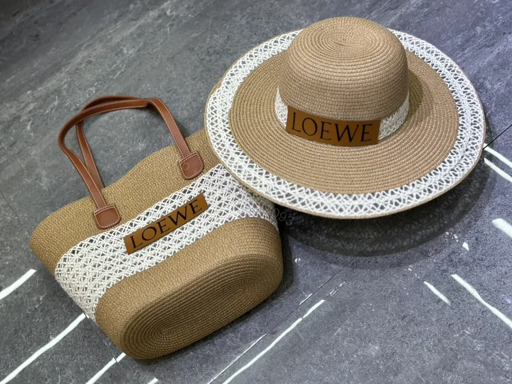 View 8 of Loewe Straw-Texture Set: Coastal Luxury Tote & Hat Set