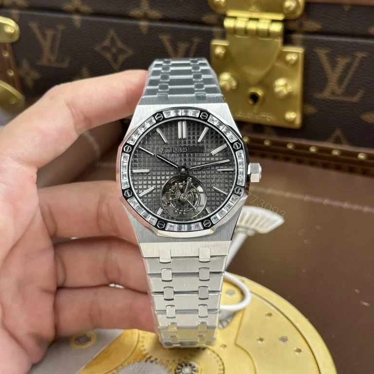 Replica AP Royal Oak Flying Tourbillon White Gold Grey Dial 41mm — view 1