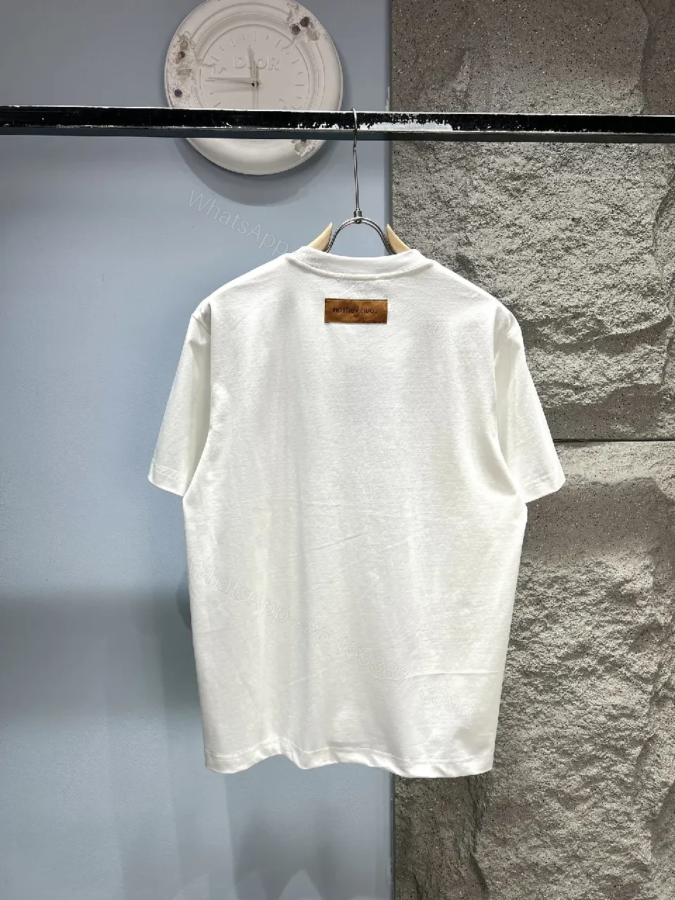 View 8 of White Embroidered Tee — Premium Cotton, Modern Icon, LV-inspired